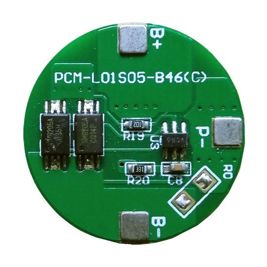 1S 5A PCM Circular BMS para 3.6V 3.7V 26500/26650/26700 LI-ION / Litio / Li-Polymer 3V 3.2V LIFEPO4 Tamaño de la batería φ 24mm (PCM-L01S05-B46)