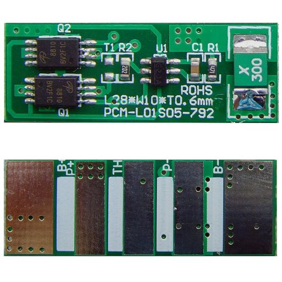 1S 5A PCM BMS para 3.6V 3.7V Li-Ion / Litio / Li-Polymer 3V 3.2V LIFEPO4 Battery Pack con NTC Tamaño L28 * W10 * T3MM (PCM-L01S05-792)