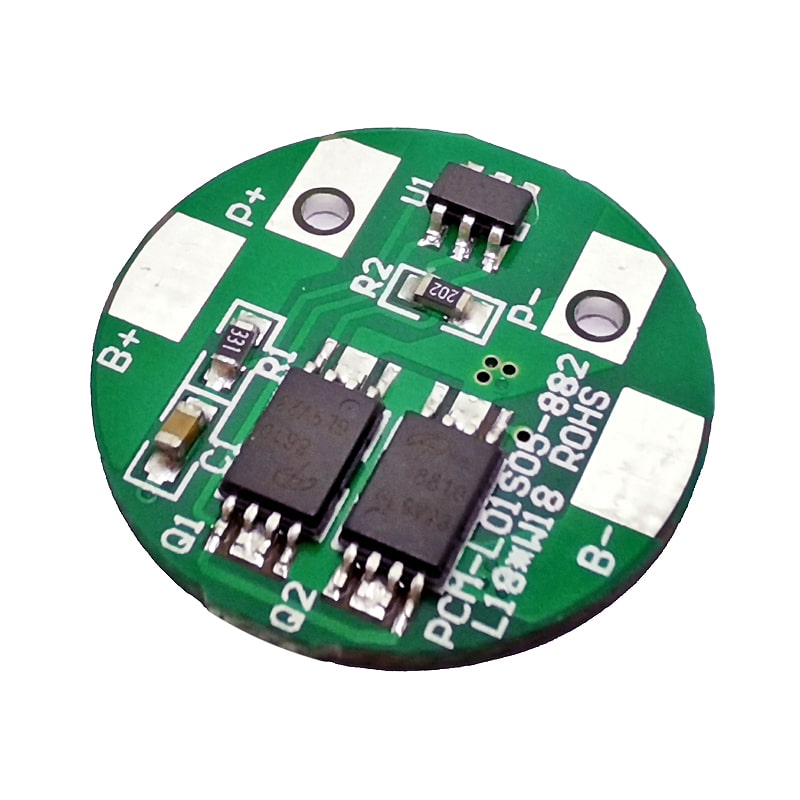 1s 5a BMS redondo para 3.6V 3.7V 18650 18500 Li-ion/Litio/Li-Polymer 3V 3.2V LiFePO4 Tamaño del paquete de baterías Φ18mm (PCM-L01S05-882)