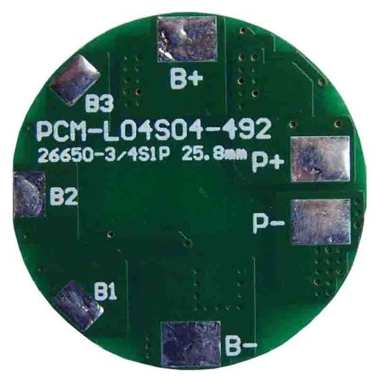 3S-4S 4A PCM Circular BMS para 14.4V 14.8V Li-Ion / Litio / Li-Polymer 12V 12.8V LIFEPO4 Tamaño del paquete de baterías φ 25.8mm (PCM-L04S04-492)