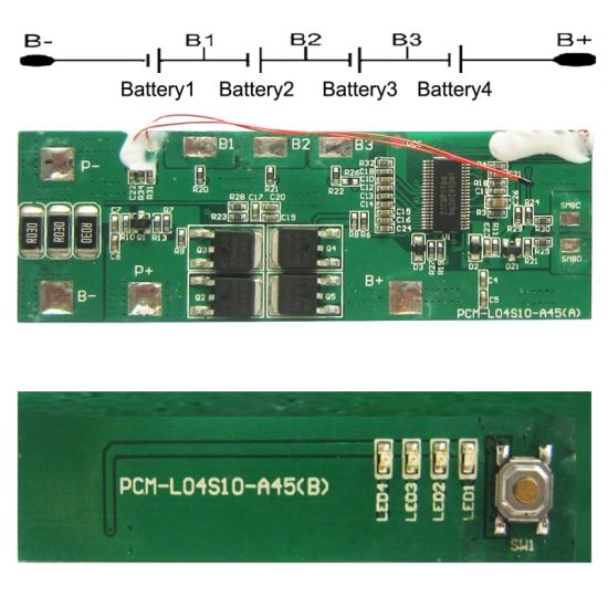 4S 10A PCM BMS para 14.4V 14.8V Li-Ion / Litio / Li-Polymer 12V 12.8V Batería de LIFEPO4 con SMBUS (PCM-L04S10-A45)
