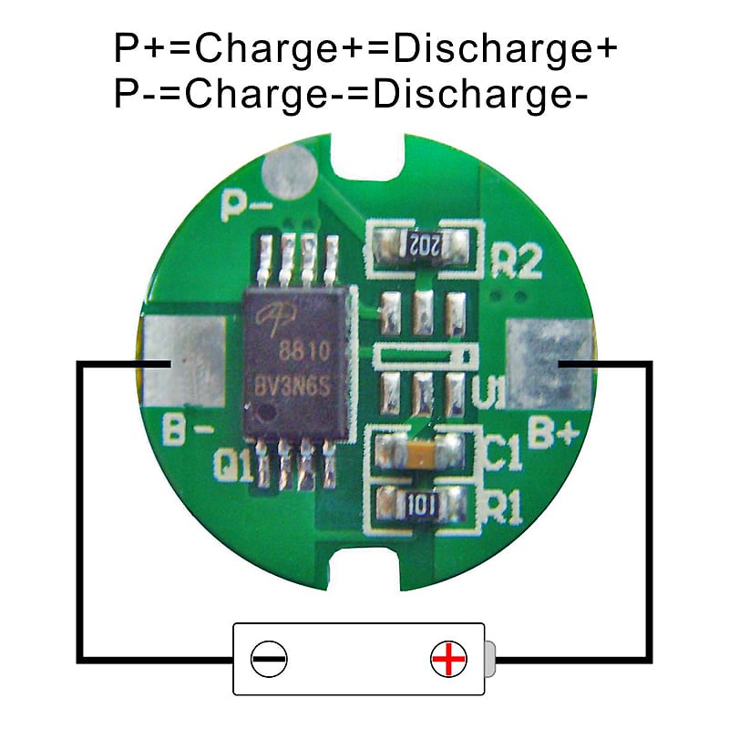 1s 3a BMS redondo para 3.6V 3.7V 14430/14500 Li-ion/Litio/Li-Polymer 3V 3.2V LiFePO4 Tamaño del paquete de baterías Φ 14 mm (PCM-L01S05-883)